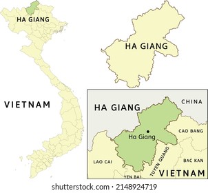 Ha Giang Provinz Lage auf Karte von Vietnam. Hauptstadt ist Ha Giang