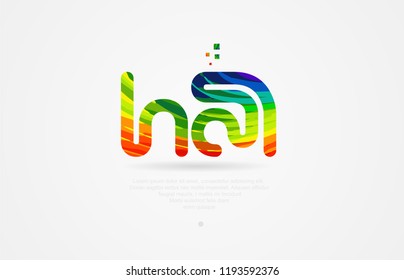 ha h a alphabet letter logo icon combination design with rainbow color
