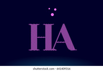 ha h a alphabet letter logo pink line stripes magenta purple blue font creative text dots company vector icon design template