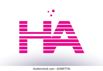 ha h a alphabet letter logo pink purple line stripe company design template creative abstract vector