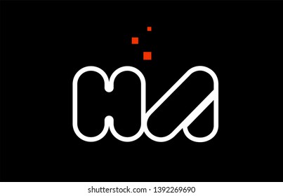 HA H A black white red dots alphabet letter combination suitable as a logo icon design for a company or business