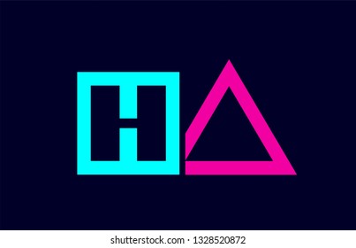 HA H A blue pink colorful alphabet alphabet letter logo combination design suitable for a company or business