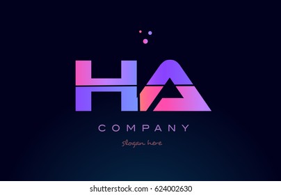 ha h a creative color blue background pink purple blue magenta alphabet letter company logo vector icon design