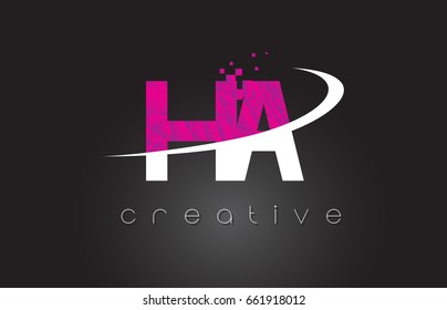 HA H A Creative Letters Design. White Pink Letter Vector Illustration.