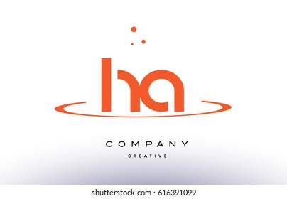 HA H A creative orange swoosh dots alphabet company letter logo design vector icon template