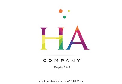 ha h a  creative rainbow colors colored alphabet company letter logo design vector icon template