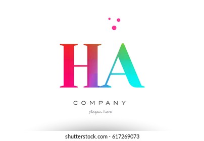HA H A creative rainbow colors colored artistic alphabet company letter logo design vector icon template