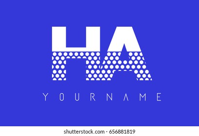 HA H A Dotted Pattern Letter Logo Design Vector with Blue Background.