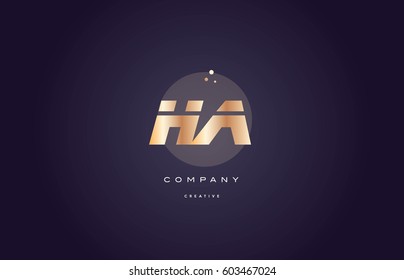 ha h a  gold yellow golden metal metallic bold luxury product modern creative gradient alphabet company logo design vector icon template