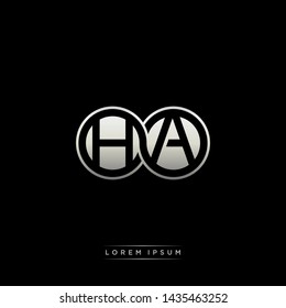 HA H A initial letter linked circle capital monogram logo modern template silver color edition