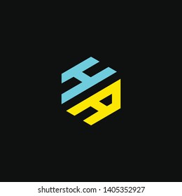HA or H A letter alphabet logo design in vector format.