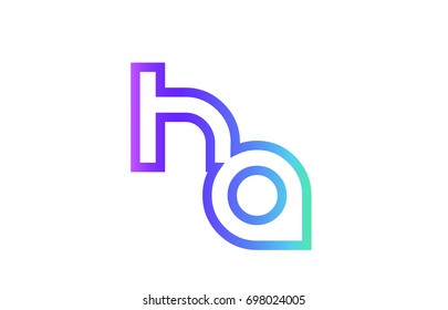 HA H A letter logo combination alphabet vector creative company icon design template modern  pink blue contour line art