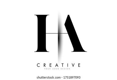 HA H A Letter Logo Design with Creative Shadow Cut Vector Illustration Design.