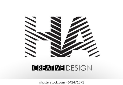 HA H A Lines Letter Design with Creative Elegant Zebra Vector Illustration.