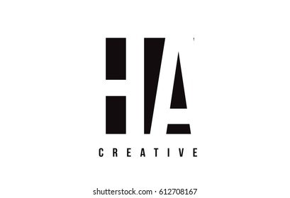 HA H A White Letter Logo Design with Black Square Vector Illustration Template.