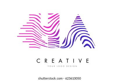 HA H A Zebra Letter Logo Design with Black and White Stripes Vector