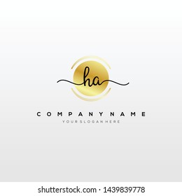 HA handwriting initial logo template vector.