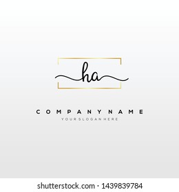 HA handwriting initial logo template vector.