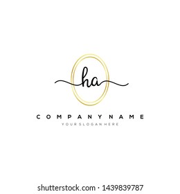 HA handwriting initial logo template vector.