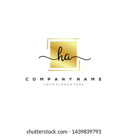 HA handwriting initial logo template vector.