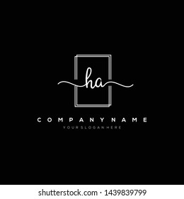 HA handwriting initial logo template vector.
