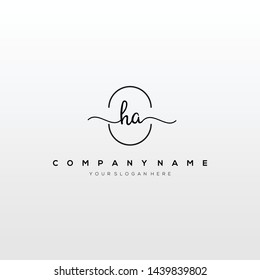 HA handwriting initial logo template vector.