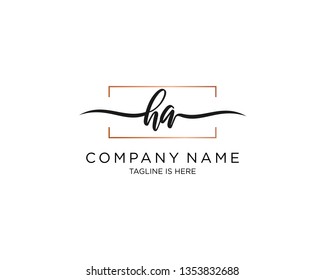 HA handwriting initial  logo vector
