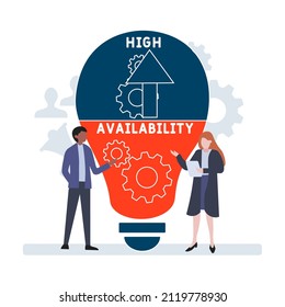 HA - High Availability acronym. business concept background. vector illustration concept with keywords and icons. lettering illustration with icons for web banner, flyer, landing pag