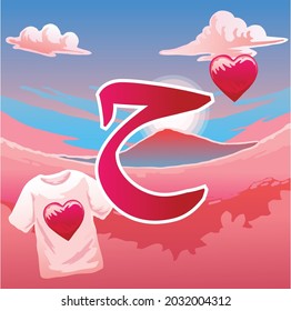 Ha hijaya illustrated with Heart suitable for learning to read Arabic