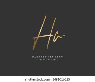 HA Initial handwriting or handwritten logo for identity. Logo with hand drawn style.