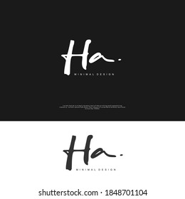 HA Initial handwriting or handwritten logo for identity. Logo with signature and hand drawn style.