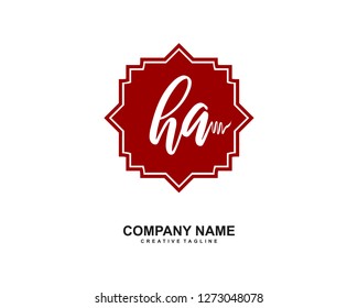 HA Initial Handwriting Logo Template Vector