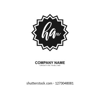 HA Initial Handwriting Logo Template Vector