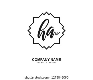 HA Initial Handwriting Logo Template Vector
