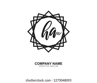 HA Initial Handwriting Logo Template Vector