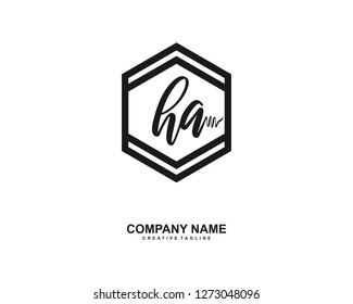 HA Initial Handwriting Logo Template Vector