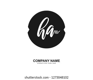 HA Initial Handwriting Logo Template Vector