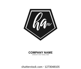 HA Initial Handwriting Logo Template Vector