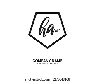 HA Initial Handwriting Logo Template Vector