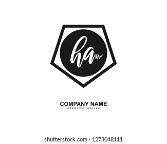 HA Initial Handwriting Logo Template Vector