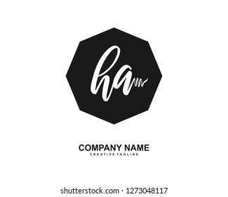 HA Initial Handwriting Logo Template Vector