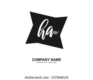 HA Initial Handwriting Logo Template Vector
