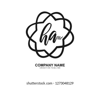 HA Initial Handwriting Logo Template Vector