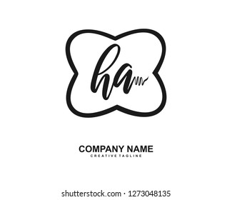 HA Initial Handwriting Logo Template Vector