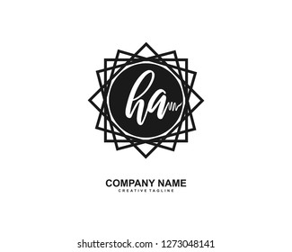 HA Initial Handwriting Logo Template Vector