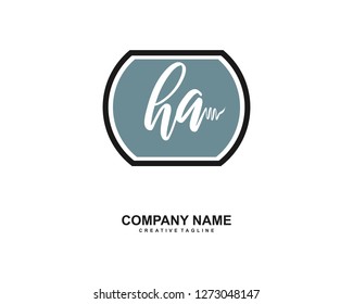 HA Initial Handwriting Logo Template Vector