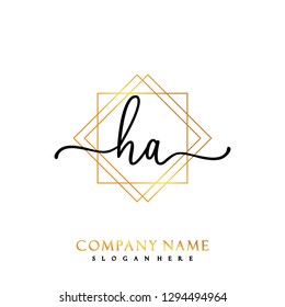 HA Initial Handwriting logo template vector