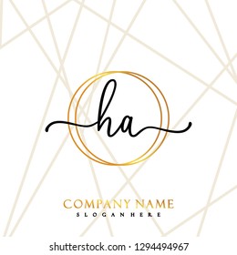 HA Initial Handwriting logo template vector