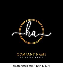 HA Initial Handwriting logo template vector