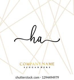 HA Initial Handwriting logo template vector